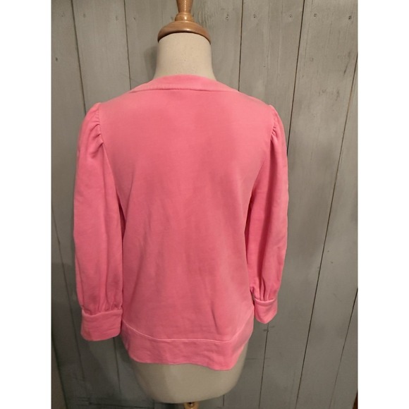 Lilly Pulitzer Corden Pink Sweatshirt XS Pullover Quarter Puff‎ Sleeve Crew M34 - Picture 6 of 11